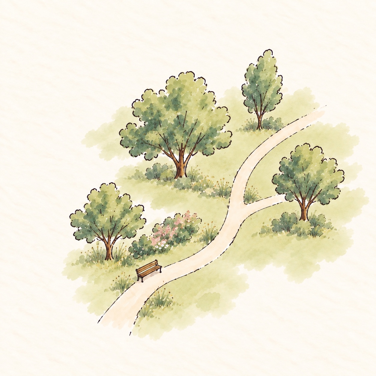 Garden paths and planting